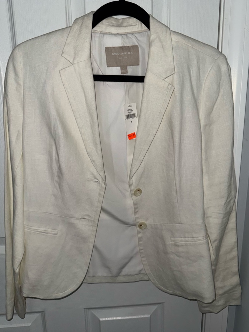 NWT Banana Republic Cream Linen Blazer Size 4